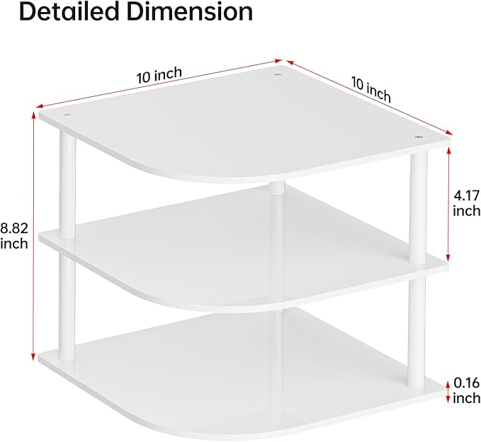 Plate Organizer for Cabinet Space Saver - Acrylic Corner Shelf for Dishes, Bowls, 3-Tier Kitchen Countertop Cabinet Organization, Dinner Plates Holder, and Small Shelf for Bathroom Storage - White