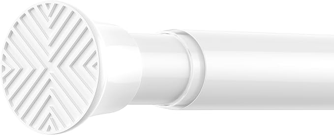 Adjustable Spring Curtain Rod 30-63 inch, Tension Curtain Rod No Drilling, Spring Loaded Curtain rods for Window Doorway Kitchen, White