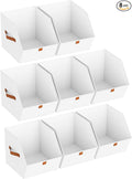 Homsorout Fabric Closet Storage Cubes - 8 Pack Square Storage Bins with Dual Handles for Clothes, Towels, Toys, Cube Storage Organizers for Bedroom, Nursery, Shelves, Closet, Small Spaces, White