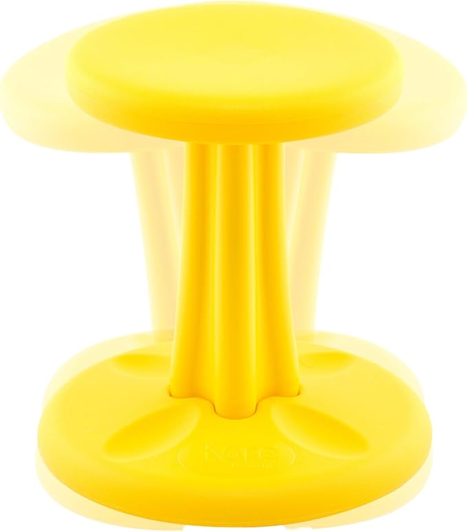 KORE Design Wobble Stool Chair, Girls + Boys Kid Desk Stools, Ergonomic Small Office Chairs, Flexible Seating for Active Child, ADD/ADHD, Classroom, School, Home, Kids (14in), Age 6-7 yrs, Yellow