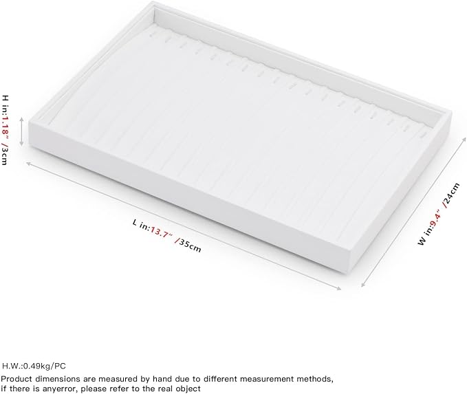 Oirlv Premium White Leather Stackable Jewelry Tray 18 Gird Necklace Bracelet Organizer Showcase Necklace Display Tray