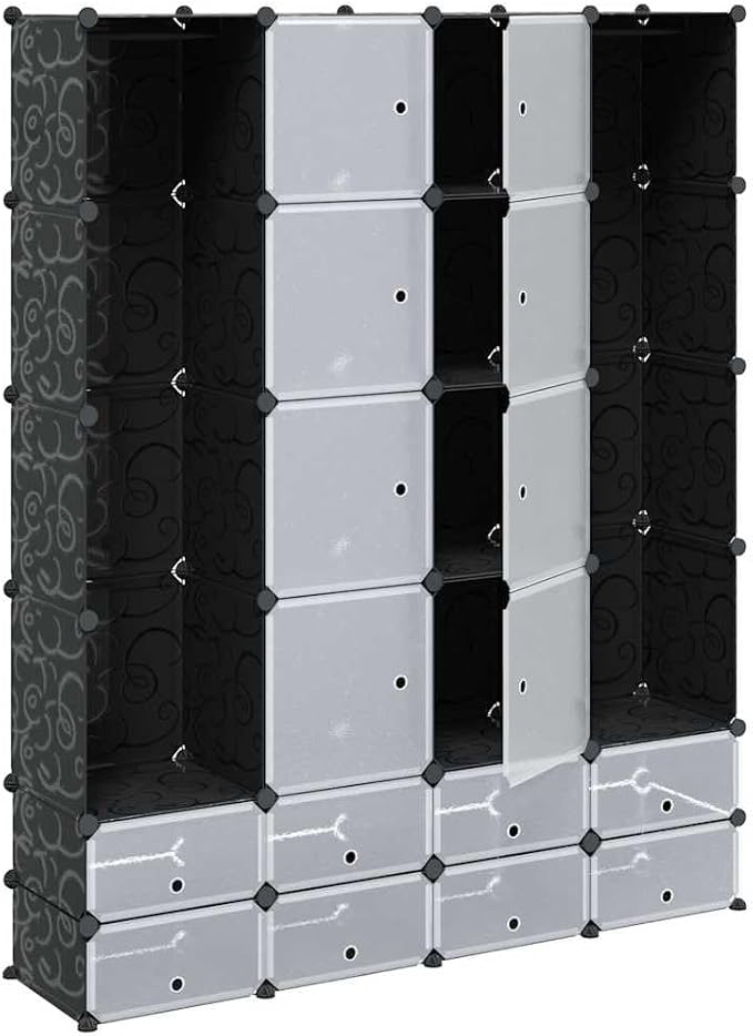 vidaXL Modular Storage Black and White Plastic and Steel Wire
