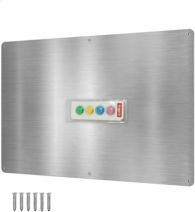 17.5inchX11.5inch Large Stainless Steel Plate for Magnets, 3M Adhesive Back, Mounting Screws, Ideal for Magnetic Shelf, Spice Holders, Colorful Magnets as a Gift. Mount Anywhere! (Silver, 1 Pack)