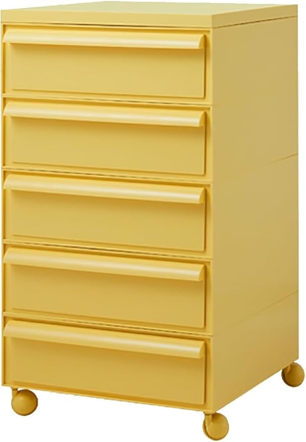ELEFOCUS 5 Stackable Plastic Storage Bins, rotatable Storage cabinets and Drawers, Bedside Storage Units(Size:42x42x78cm(17x17x31inch),Color:Yellow1)