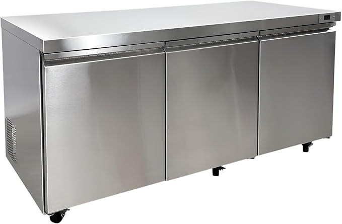 Commercial Undercounter Freezer, ETL 3 Doors, Stainless Steel, 115V/60HZ Restaurant 0°F to -8°F, 72" W 19 Cu. Ft.