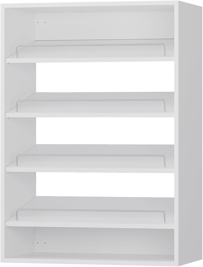 ROOMTEC 31.5" Shoe Shelf Short Tower Closet Unit, Modular Closet System with Shelf, Wardrobe Organizer for Bedroom or Walk-in Closet, Wall Mounted, Customizable Clothes Storage Unit, White