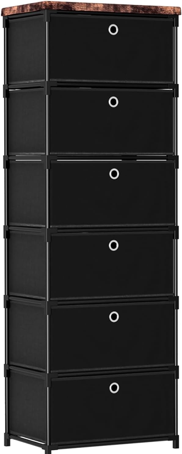 LUKYTOWER Fabric Cube Storage Organizer with Bins | Sturdy 6 Cubby Shelf, Multifunctional Compact Space Saver, Large Capacity Shelves, Closet, Living Room, Dorm, Yarn