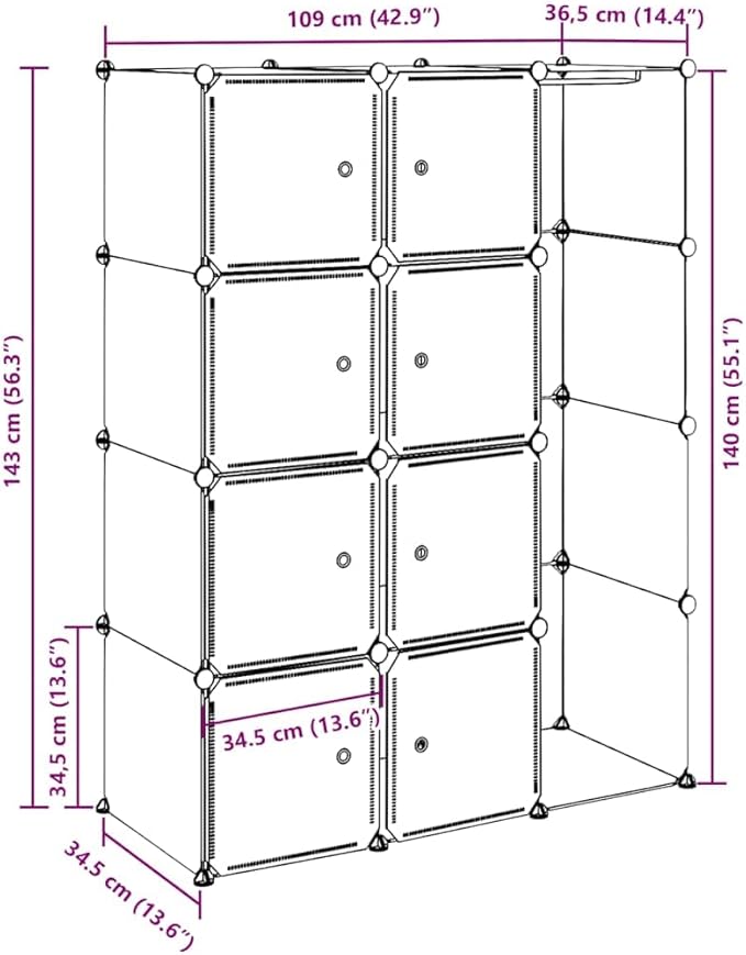 vidaXL Modular Cabinet Black and White Plastic and Chromed Steel