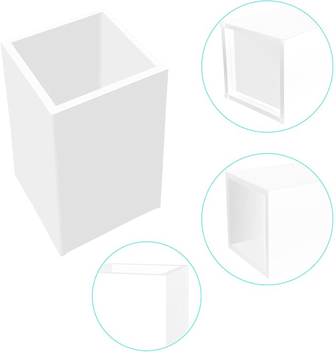 White Acrylic Pencil Pen Holder Cup 2 Pack,Desk Accessories Holder,Makeup Brush Storage Organizer,Modern Design Desktop Stationery Organizer for Office School Home Supplies,2.6x 2.6x 4 inches