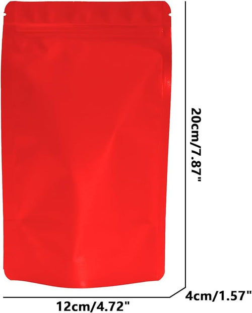 100PCS Smell Proof Resealable Pouch Bags,ULIFESTAR Aluminum Foil Flat Food Storage Bag,Sealable Pcsaging Zipper Pouches with Tear Notches for Pcsaging Lipgloss,Jewelry,etc(12 * 20cm/4.72 * 7.87",Red)