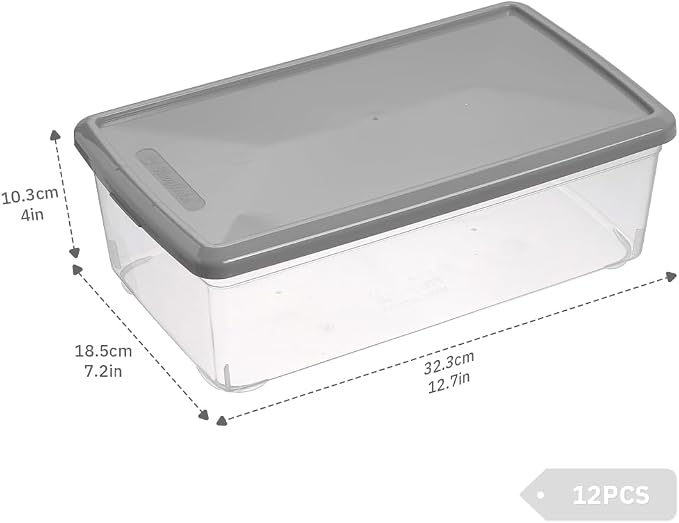 Clear Shoe Boxes Plastic Storage Bins with Lid,Lidded Shoe Boxes | Close,Stackable,Widely Used,See Through,Easy to Clean,Durable,Clear,Handle