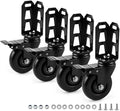 4" Storage Rack Caster Wheels, Fit Boltless Shelving Rack Posts | Heavy-Duty Shelves Casters with Brakes, Storage Shelf Accessories, Total Load Capacity 1000 Lbs, 4 Pcs