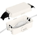 Flemoon IP55 Small Outdoor Electrical Box Waterproof (Inner 5.9 x 3.2 x 1.8inch), Extension Cord Cover with Detachable Awning Covers for Plug, Outlet, Holiday Lights, White