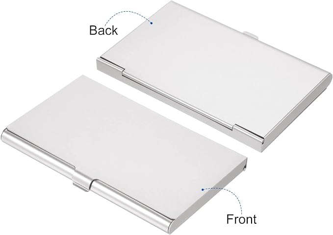 PATIKIL Business Card Holder, Aluminum Alloy Flip Cover Slim Name Cards Case for Women Men, Silver Tone