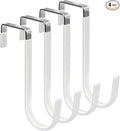 FYY Over the Door Hooks, Single-Hanger 4 Pack, Fits Doors 1 3/8" White | Heavy Duty Metal, Hold 20lbs, Rubber-Coated, No-Drilling, for Bathroom Dorm, Hanging Towels Clothes Hats Bags Coats Wreaths