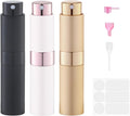 Fusupak Perfume Atomizer Travel Bottle Refillable: Cologne Sprayer Portable for Men - Mini Spray Empty for Refill - 8ml Small Size Black White Gold