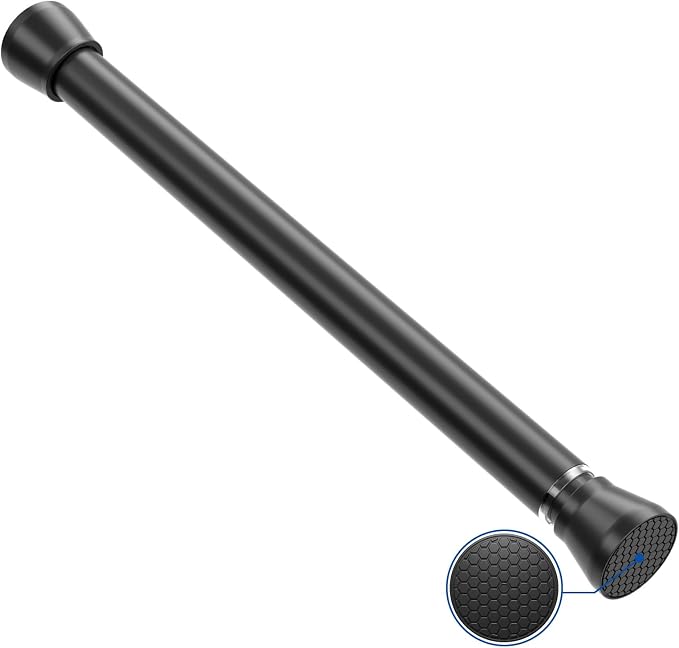 Black Tension rod 16 to 26 Inch Spring Curtain Rods No Drilling Small Rods Adjustable Tension Curtain Rod Expandable Pressure Spring Rod for Doorway,Kitchen