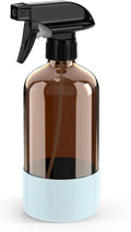 Bontip Amber Glass Spray Bottle with Silicone Sleeve Protection, 16 oz Refillable Spray Bottles for Cleaning Solutions, Plants, Aromatherapy, Facial Hydration (1, Blue, 16 oz)