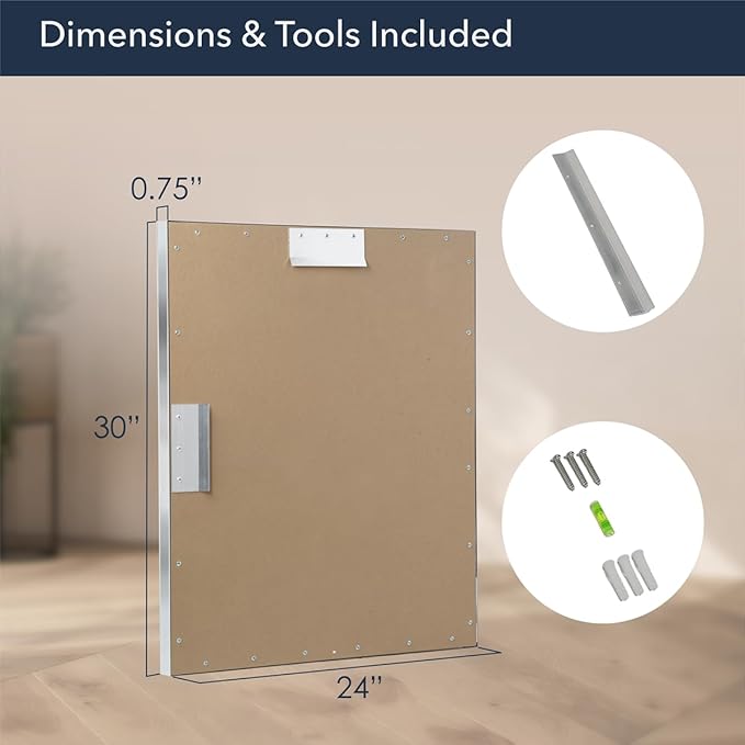 Head West Spectrum Modern Rectangular Mirror, Chrome Finished Stainless Steel Framed Bathroom Mirrors for Over Sink & Living Room, Hallway, and Entry Way - 24" x 30"