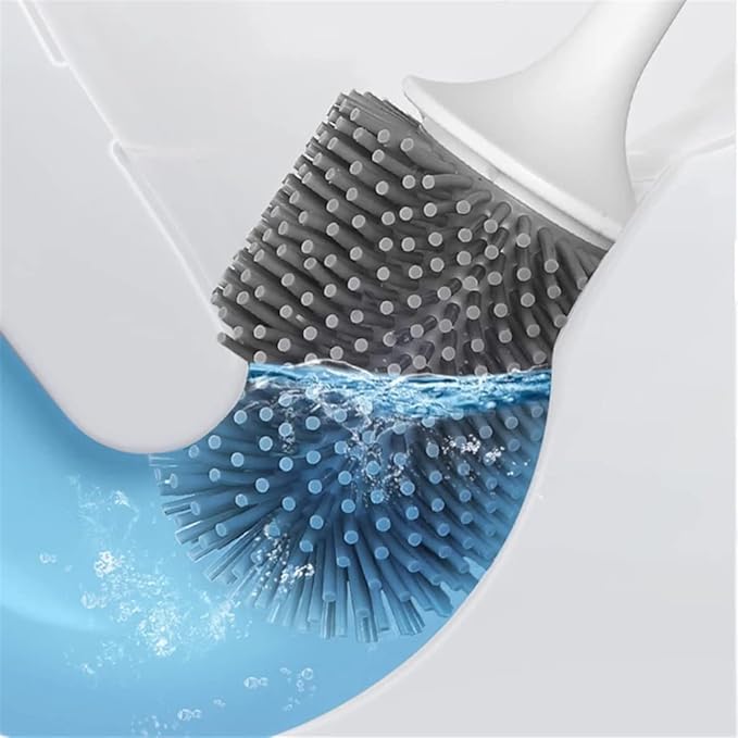 Toilet Brush for Bathroom Silicone Brush Holder Cleaning Tool Home Cleaning Brush for Toilet Bathroom Accessories Set Bathroom Toilet Brush Holder (Gray) (Gray)