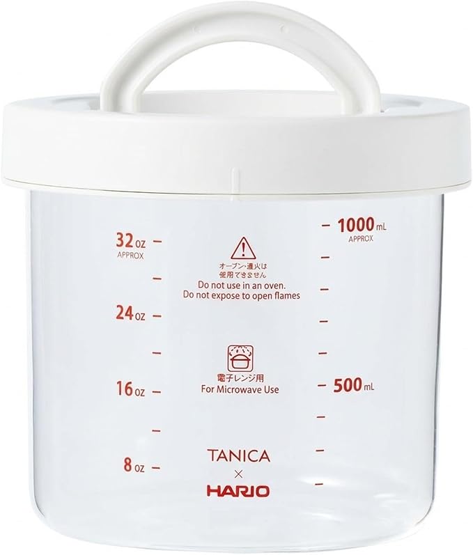 TANICA] Glass Pot for YOGURTiA Yogurt Maker - 1100 mL / 37 oz Heat-Resistant Glass Container with Handle Lid & Inner Lid - Microwave, Dishwasher & Refrigerator Safe - Made in Japan