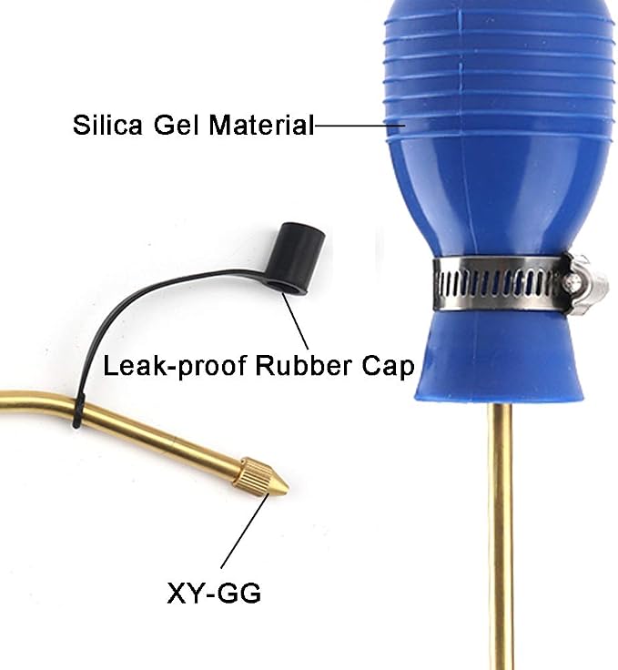 Sbestily Bug Treatment Powder Duster/Large Diatomaceous Earth Bulb Duster/Powder Applicator/Garden Applicator/Bulb with Long Copper Tube for Indoor and Outdoor Insect Treatment Blue