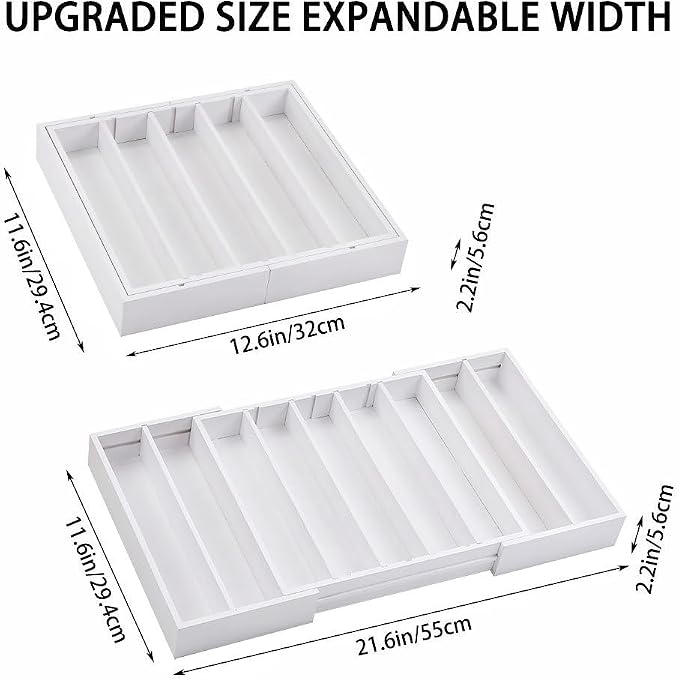 K Cup Holder,Bamboo Coffee Pod Holder Drawer Organizer, Expandable Coffee Pod Holder Tea Bag Storage Organizer for Kitchen Office Coffee Bars,Accommodate 45 K Cups (White)