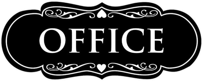 All Quality Designer Office Sign | Easy Installation - Black - Large (1 Pack)
