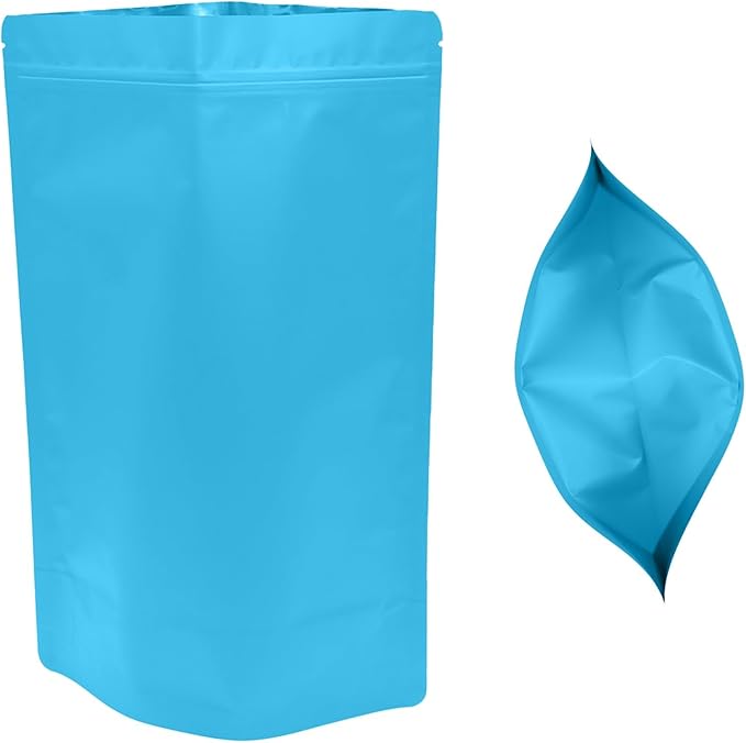 50PCS Smell Proof Resealable Pouch Bags,ULIFESTAR Aluminum Foil Flat Food Storage Bag,Sealable Pcsaging Zipper Pouches with Tear Notches for Pcsaging Lipgloss,Jewelry,etc(20*30cm/7.87*11.81",Blue)