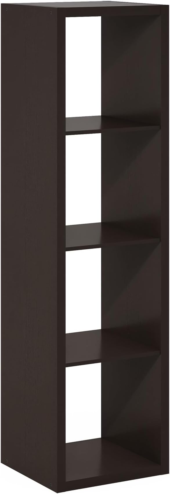 Furinno Cubicle 4-Cube Book Shelf, Extra Thick Vertical Bookshelf, Dark Oak | Horizontally & Vertically Reversible Bookcase with Open Back, 14.6" x 16" x 58",For Living Room, Bedroom, Home Office