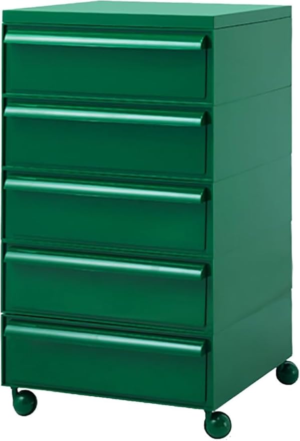 ELEFOCUS 5 Stackable Plastic Storage Bins, rotatable Storage cabinets and Drawers, Bedside Storage Units(Size:42x42x78cm(17x17x31inch),Color:Green)