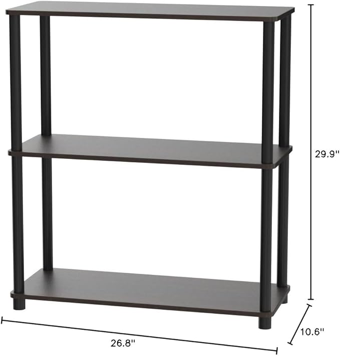 Yamazen NSR-3W (DBR4/BK) Rack, Shelf, Slim, A4-Compatible, Easy Assembly, 3 Tiers, Wide, Width 26.8 x Depth 10.6 x Height 29.9 inches (68 x 27 x 76 cm), Dark Brown, Living Alone