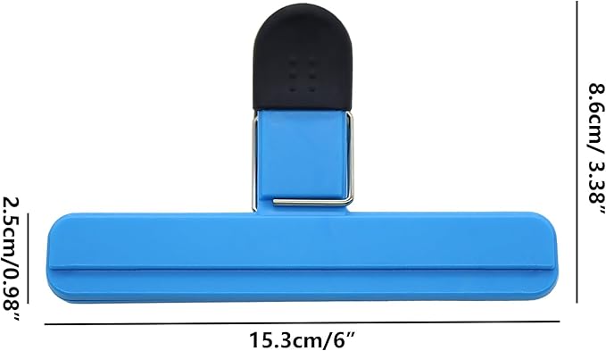 12Pack Large Chip,ULIFESTAR Food Clips,Upgrade Wide Open Bag Clips for Food Storage with Air Tight Seal Grip,Assorted Color(Blue 15.3 * 8.6 * 2.5cm/6.02 * 3.39 * 0.98")