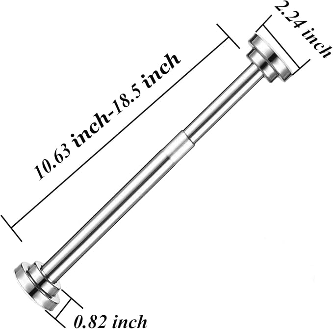 Stainless Steel Spring Tension Curtain Rod 11.8" to 19.7" Adjustable, Small Short Expandable Spring Loaded Curtain Tension Rod For Wardrobes Window Closet Bathroom Cupboard Cabinet(No Drill,No Screws)