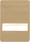 100PCS Foil Pouch Mylar Bags with Clear Window,ULIFESTAR Stand Up Sealable Bags with Tear Notches,Resealable for Food,Party Favors,Gift Packaging and Small Business(14 * 20cm/5.51 * 7.87",Gold)