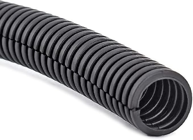 Electriduct 1/4" Wire Loom Polypropylene Slit Corrugated Flexible Conduit Split Cable Sleeve - 100 Feet (Black)