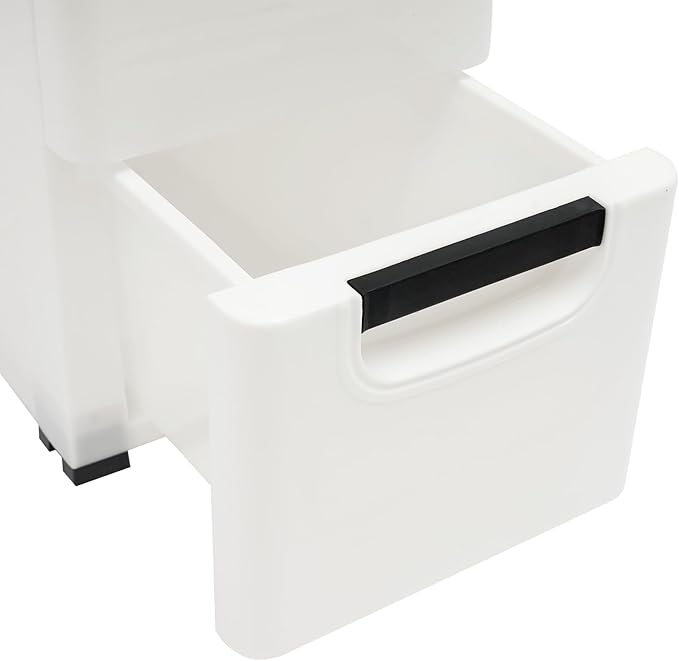 6 Drawers Narrow Storage Cabinet, Stackable Plastic Storage Tower Slim Utility Organizer for Kitchen Bathroom Living Room Office (White)