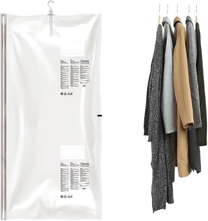 Hanging Vacuum Storage Bags, Space Saver Bags for Clothes, Vacuum Sealer Bags with Heavy Duty Hanging Hooks for Clothing, Suits and Jackets, Closet Organizers and Storage