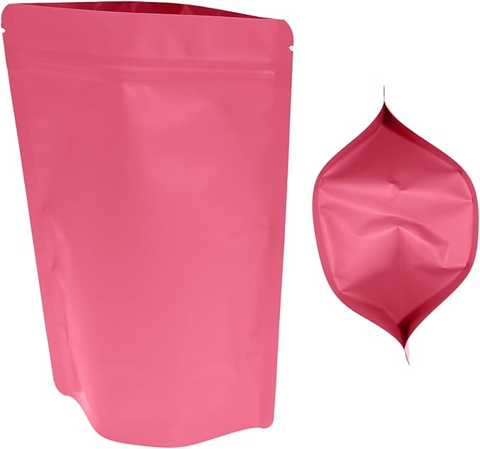100PCS Smell Proof Resealable Pouch Bags,ULIFESTAR Aluminum Foil Flat Food Storage Bag,Sealable Pcsaging Zipper Pouches with Tear Notches for Pcsaging Lipgloss,Jewelry,etc(14*20cm/5.51*7.87",Pink)