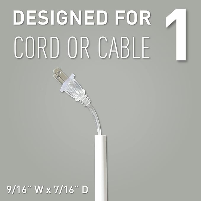 Legrand Wiremold Cordmate Paintable 108 Inch Cord Cover Kit White 17 Piece | Cord Hider, On Wall, Self Adhesive, Hide up to 1 Cord, Cut to Size, Customizable, Cable Concealer, Sustainable Packaging