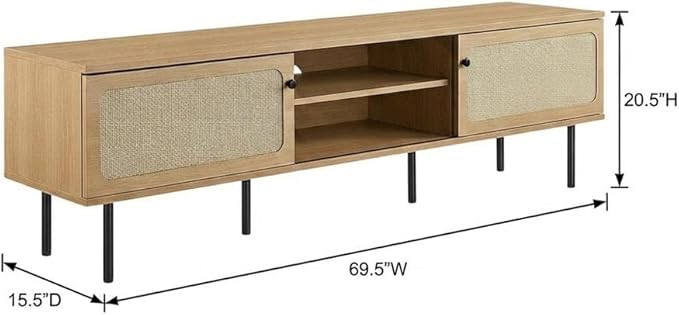 Furnifact White Wood TV Stand, Contemporary Living Room Media Console with Ample Storage Space, Sturdy Construction and Clean Modern Design