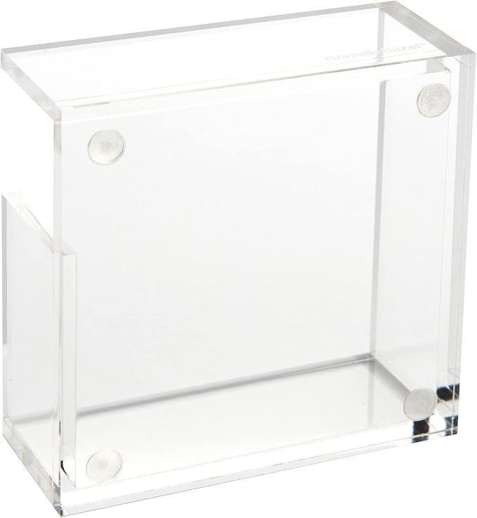 RUSSELL+HAZEL Acrylic Sticky Notes Bloc Tray, Home and Work Office Organization, 4” W x 4” L x 1.5” H, 1 Count