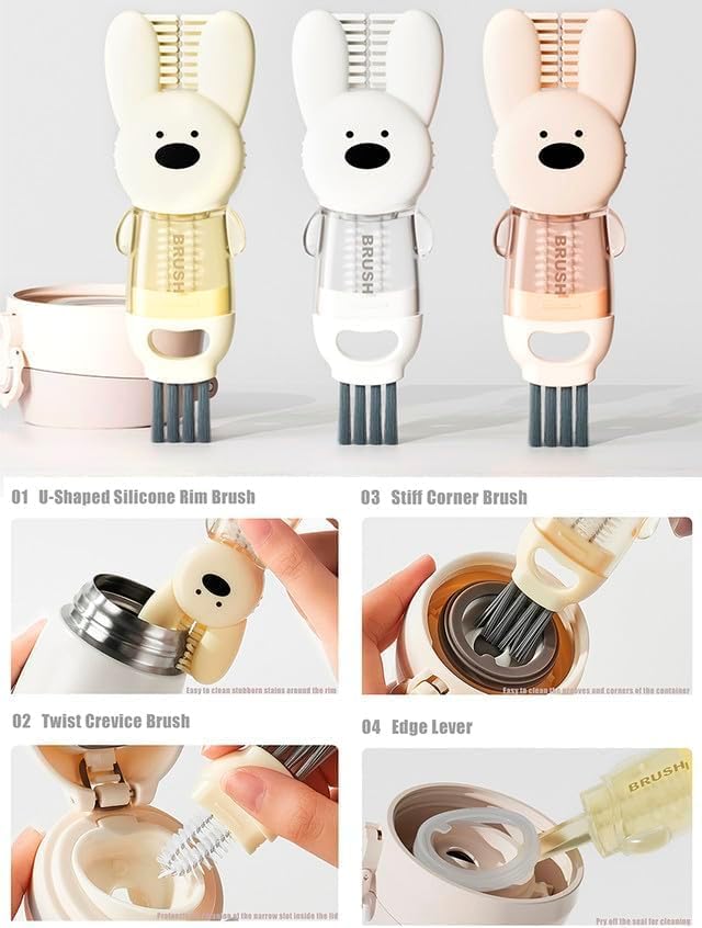 3 in 1 Cup Lid Gap Cleaning Brush Set, Multifunctional Insulation Bottle Cleaning Tools, Mutipurpose Tiny Silicone Cup Holder Cleaner, Home Kitchen Cleaning Tools