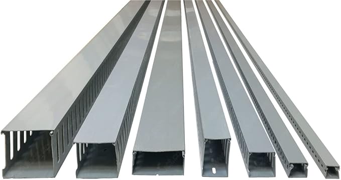 Electriduct 4" W x 2" H Open Slot Wire Duct Cable Raceway - 6 Sticks | 39 Feet - Gray