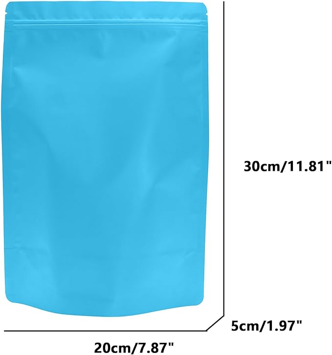 50PCS Smell Proof Resealable Pouch Bags,ULIFESTAR Aluminum Foil Flat Food Storage Bag,Sealable Pcsaging Zipper Pouches with Tear Notches for Pcsaging Lipgloss,Jewelry,etc(20*30cm/7.87*11.81",Blue)