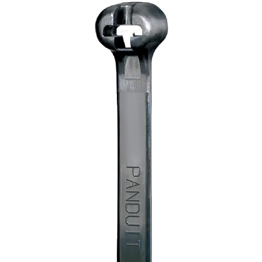 Panduit BT2S-M0 Dome-Top Barb-Ty 8" Cable Tie with Stainless Steel Barb, Indoor/Outdoor, UV/Weather-Resistant Nylon 6.6, 50 Lb. Tensile Strength, Cord Management, Black (Pack of 1000)