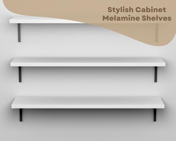 B&B HARDWARE Cabinet Shelves - Melamine 3/4'' Thick - Custom Organize Space with Stylish Cabinet Melamine Shelves - Perfect Solution for Home & Office - Cut to Size (4" Depth X 22 Inches Length)