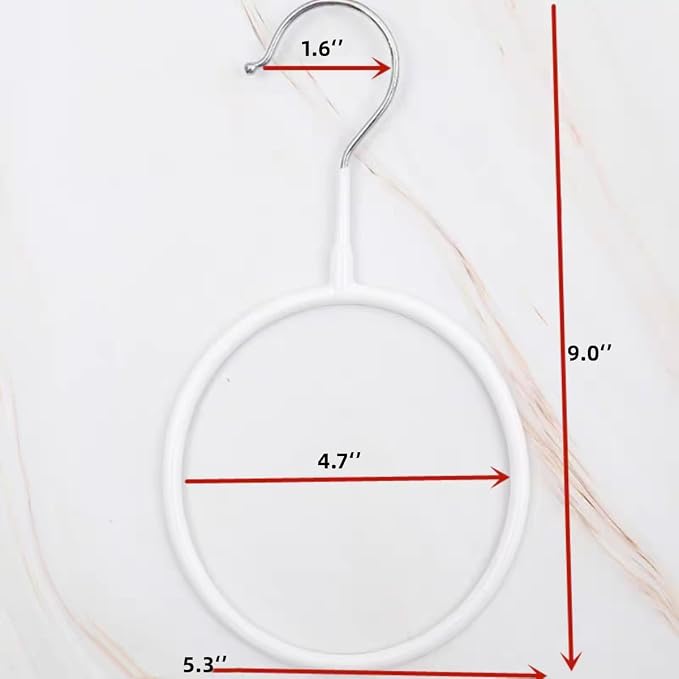 Belt/Scarf Hangers Organizer for Closet - 8 PCS Nonslip Large Scarves Holder Rack for Neckties, Winter Shawls Display, Pashminas (White)