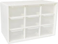 Small Drawer Organizer for Desk, 7.1" x 3.8" x 4.6" Mini Desktop Drawer Organizer with 9 Clear Drawers, Compact Craft & Office Supplies Organizer for Home School (White)