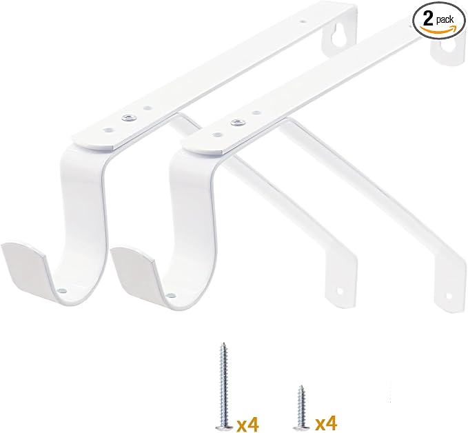 Yarssihha 2 Pack Adjustable Closet Rod Bracket, Wall Mounted Closet Shelf Bracket, White Closet Rod Support Bracket with Screws